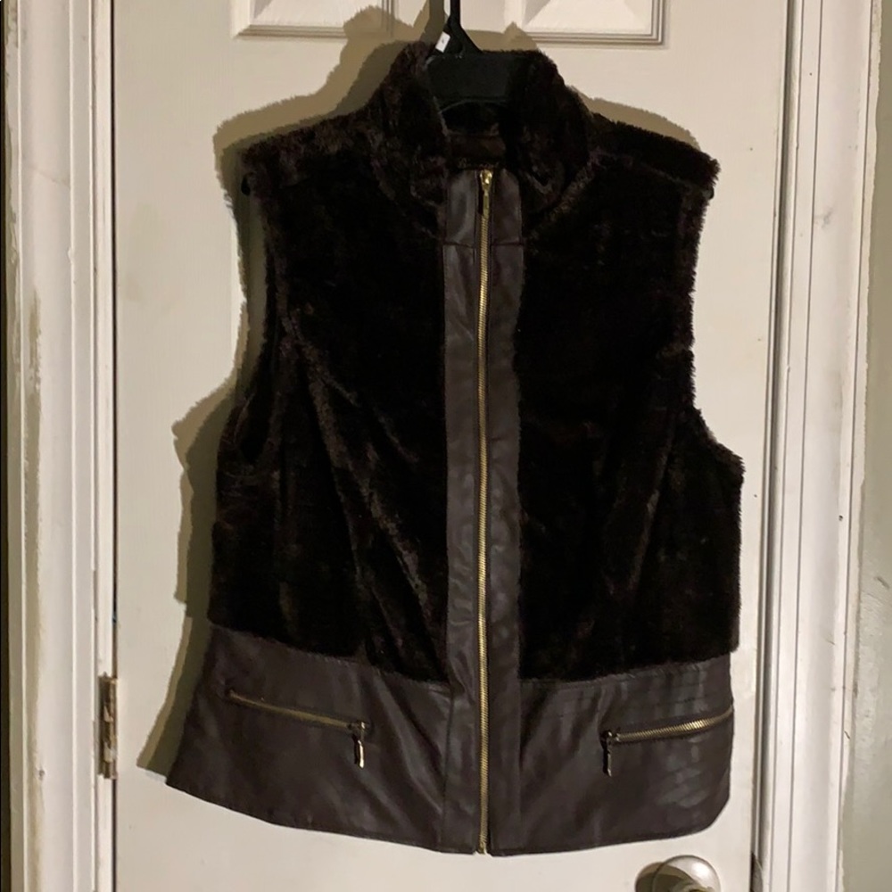 Lovely faux leather and fur vest